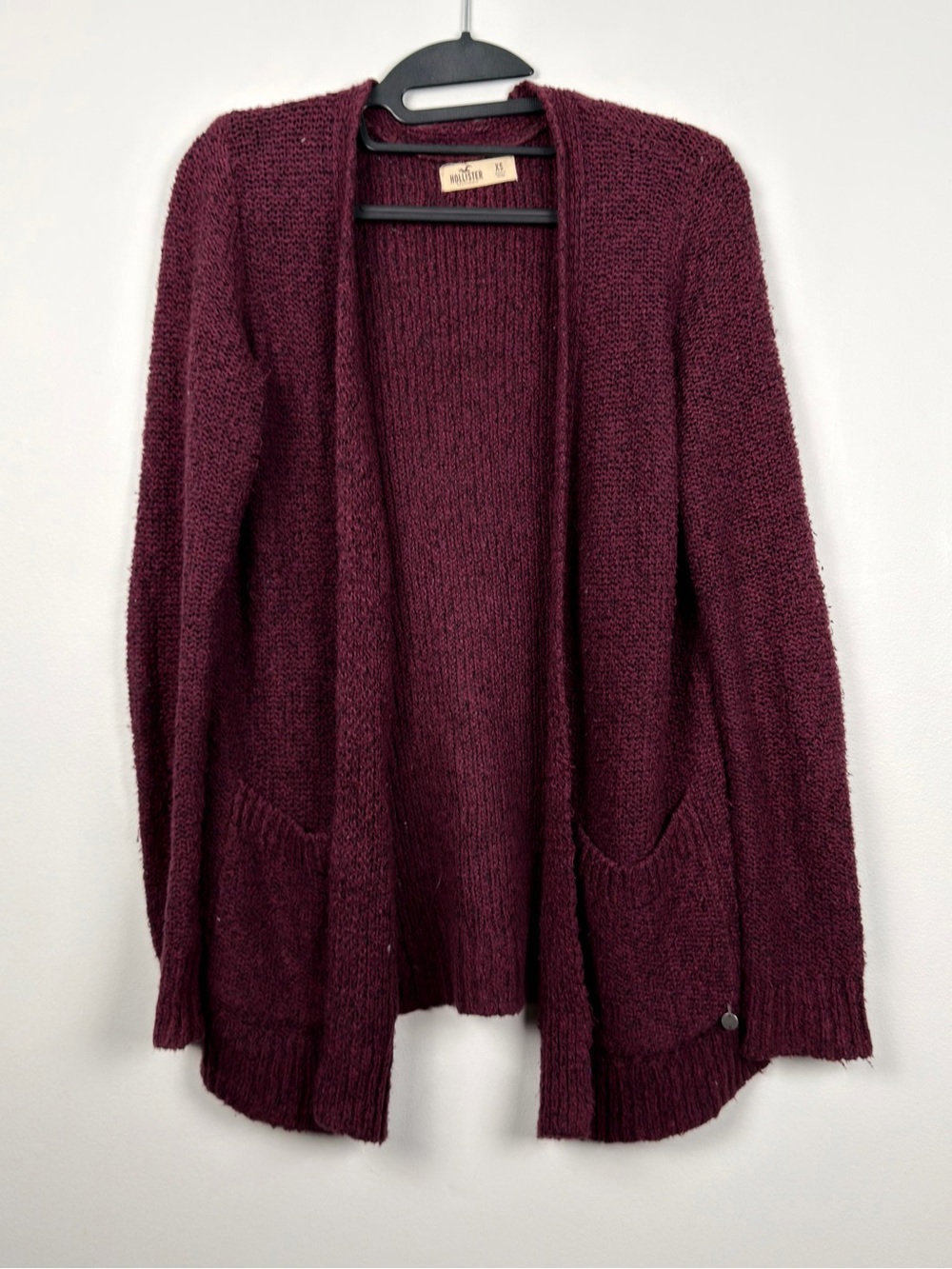 Hollister Open-Front Cardigan Sweater - Burgundy Wine